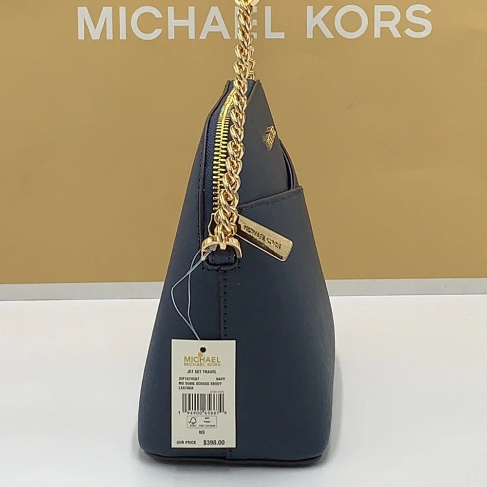 MICHAEL KORS JET SET TRAVEL DOME XCROSS XBODY SAFFIANO LEATHER NAVY COLOR - Picture 13 of 13